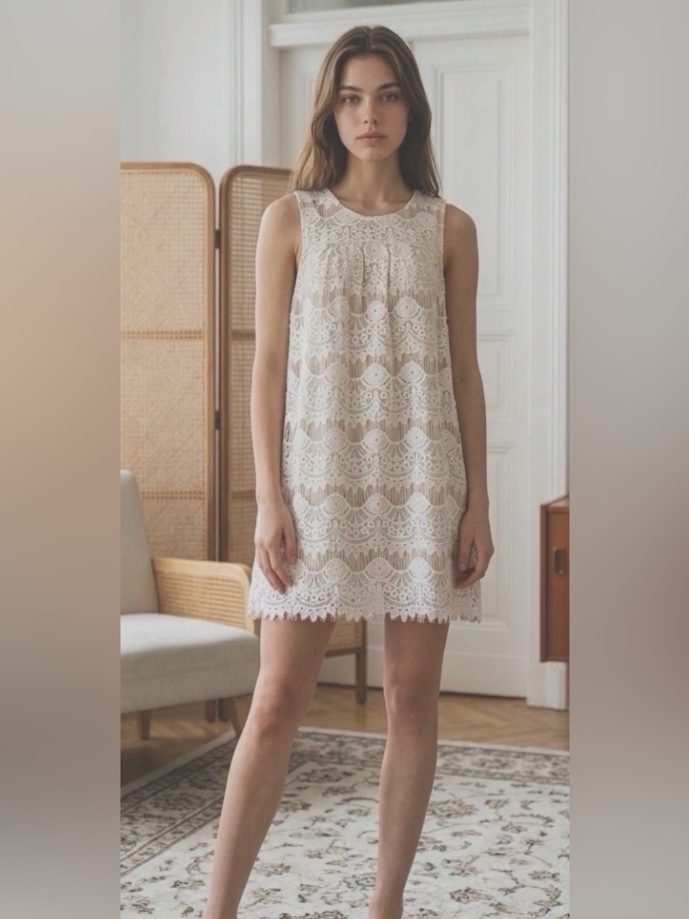 WOMENS DRESS BY SPEECHLESS IVORY LACE EYELASH HEM KEYHOLE BACK CLOSURE